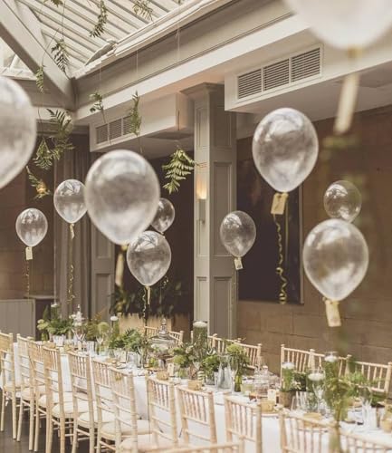 Image of KBZVNAF Clear Latex Party Balloons 50 Pack 12 inch | Transparent Helium Balloons for Wedding Bridal Shower Baby Shower Birthday Party Decorations