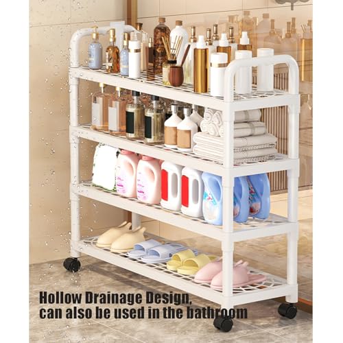 Optimiser les espaces étroits : chariot de rangement à chaussures 5 niveaux blanc - 5