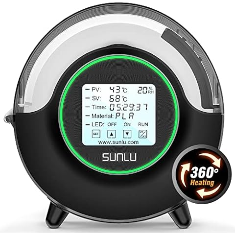 SUNLU Official Filament Dryer S2, 70℃ Max Temperature, Built-in Circulation Fan, 3D Printer Filament Storage Box Filament Dehydrator, Nylon TPU PLA PETG ABS 3D Printer Filament Dryer Box (Black) Cover