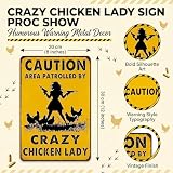 Smilelife Funny Chicken Gifts Caution Area Patrolled By A Crazy Chicken Lady Tin Sign for Home Farm Chicken Coop Farmhouse Kicthen Garden Decor 8 X 12 Inch (3620)