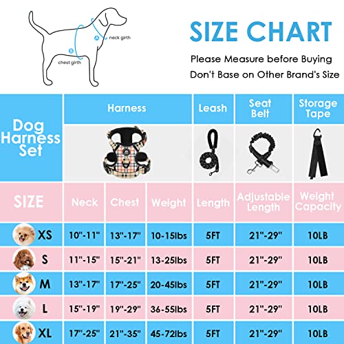 Nestroad No Pull Dog Harness With Leash, Reflective No Choke Pet Vest Harness,Adjustable Soft Padded Dog Harness With Easy Control Handle For Small Dogs(Checkered Beige,Small) #TOP5