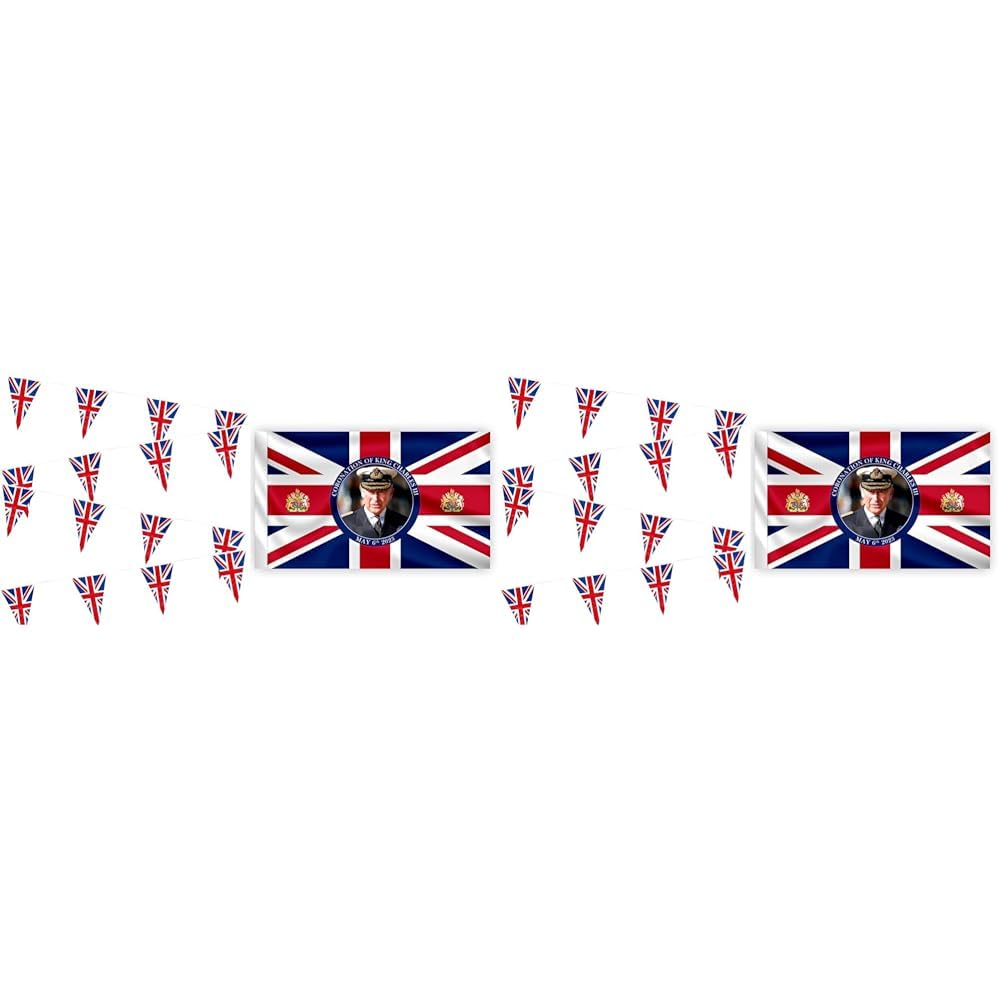 40m/130ft Long Union Jack Bunting Banner with 100 Triangle Flags Sports Royal Events Street Party Decorations Pub BBQ Great Britain Support (Pack of 2)