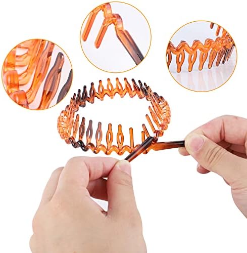 6 Pcs Tooth Headband for Women Girls, Plastic Hair Bands Wavy Hair Comb Headband Hard Hairbands for Hair Styling, 3 Styles