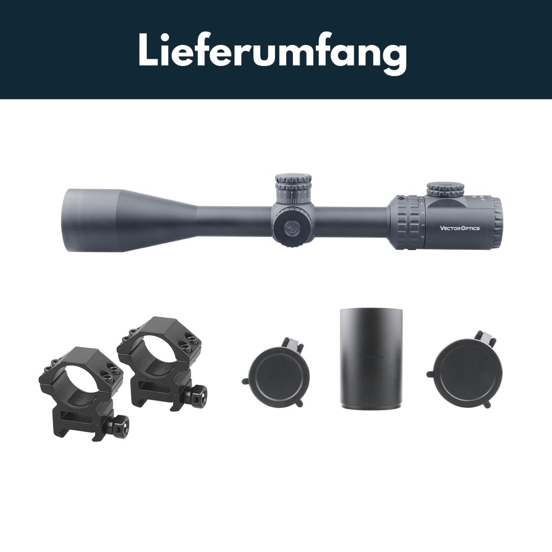 Vector Optics SCOL-32 Hugo 6-24x50 GT SFP Mirino telescopico per sport, airsoft e caccia, fucile ad aria compressa, mirino per bersaglio, cannocchiale per fucile, Rifle Scope, numerosi accessori