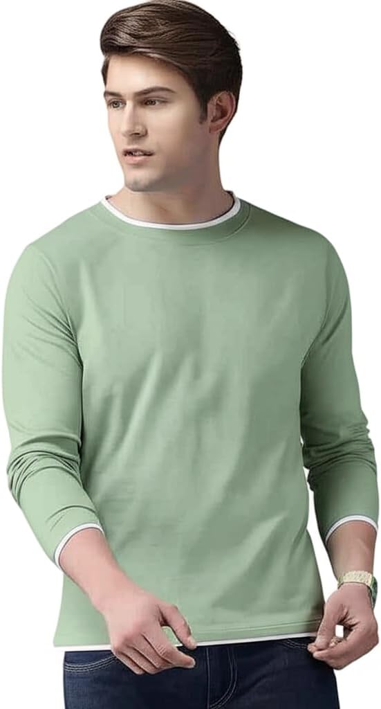 The Dry STATEMen's Full Sleeve Basic Fit T-Shirt with Contrast Tipping Details Neck