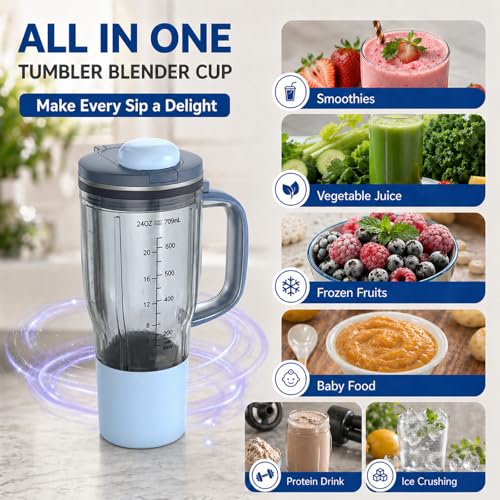 26oz Personal Smoothie Tumbler Compatible with Ninja BlendBOSS Personal Blender, Travel Tumbler with Leakproof Lid, Detachable Straw and Integrated Chug Spout (Cyberspace)