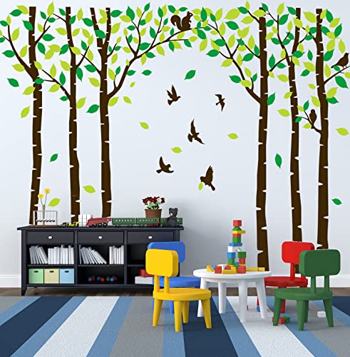 Vinilos decorativos grandes árbol con aves y ardilla miniatura 1