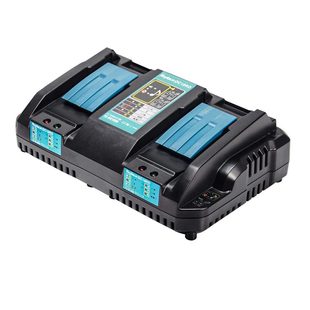 Cargador de doble puerto DC18RD, cargador rápido para Makita 18 V DC18RC DC18RA DC18SF, Makita batería 18 V BL1850B BL1860B BL1830B BL1440B BL1430B BL1415