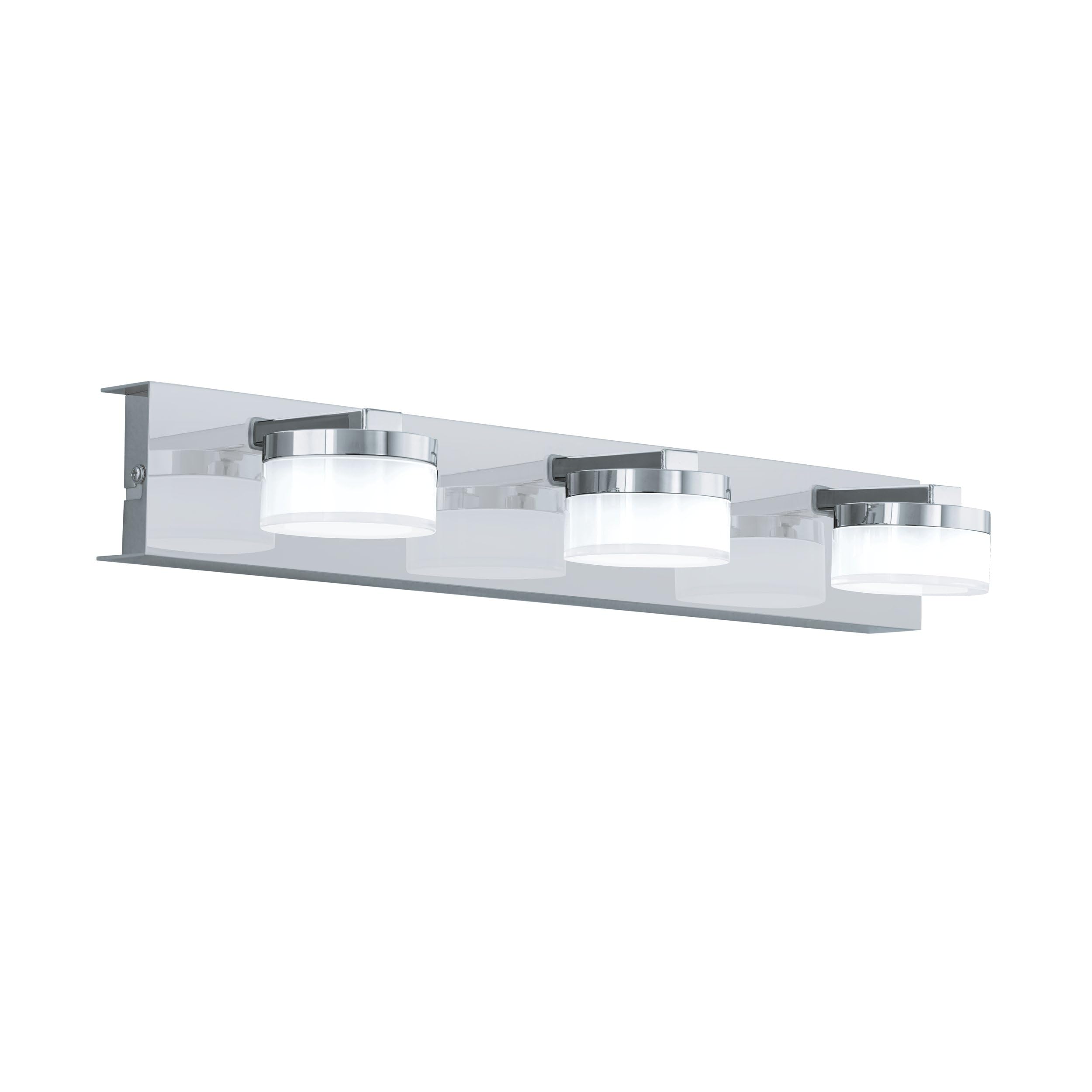 EGLO LED Wandlampe Romendo 1, 3 flammige Wandleuchte Bad dimmbar, Badezimmer Lampe aus Metall in Chrom und satiniertem Kunststoff, LED Feuchtraumleuchte warmweiß, IP44