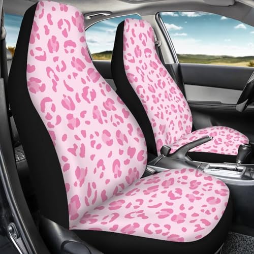 Housses de siège de voiture avant rose léopard durable pour SUV et camionnettes