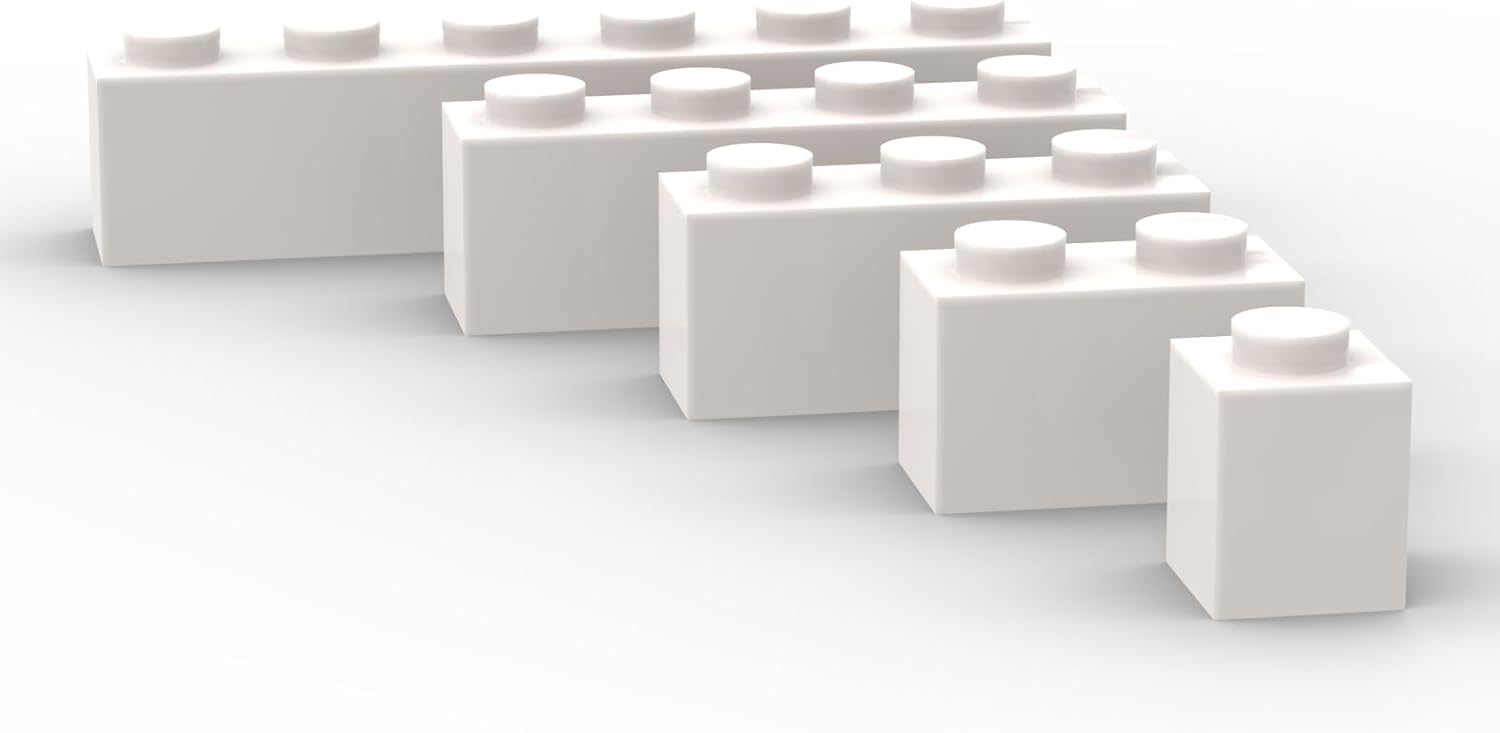 100個 バルククラシックビルディングブリック ホワイト 厚手ブロック 1x1 1x2 1x3 1x4 1x6 ドット付き 組み立て