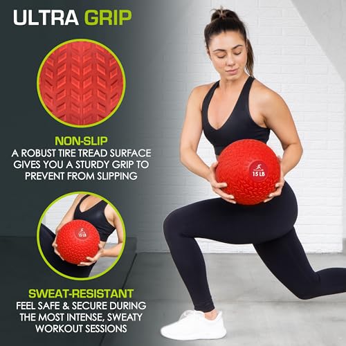 ProsourceFit Slam Medicine Balls 5, 10, 15, 20, 25, 30, 50lbs Smooth and Tread Textured Grip Dead Weight Balls for Strength and Conditioning Exercises, Cardio and Core Workouts - Image 4