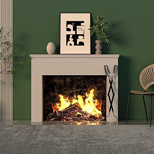 Kingson Arc Design Fireplace Tools, 26'' Firewood Tongs Log Grabber With Handcrafted Wrought Iron For Indoor Fireplace/Outdoor Fire Pit Campfire-Black #TOP5