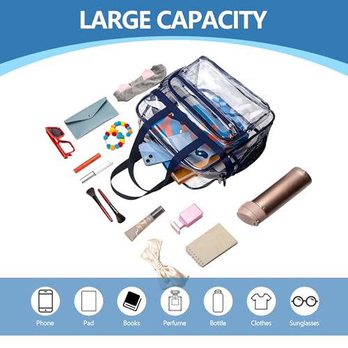 Image of Paxiland Clear Bag for Stadium Events, 12x6x12 inches Tote Bag with Detachable Reinforced Strap for Sports Concert and Work