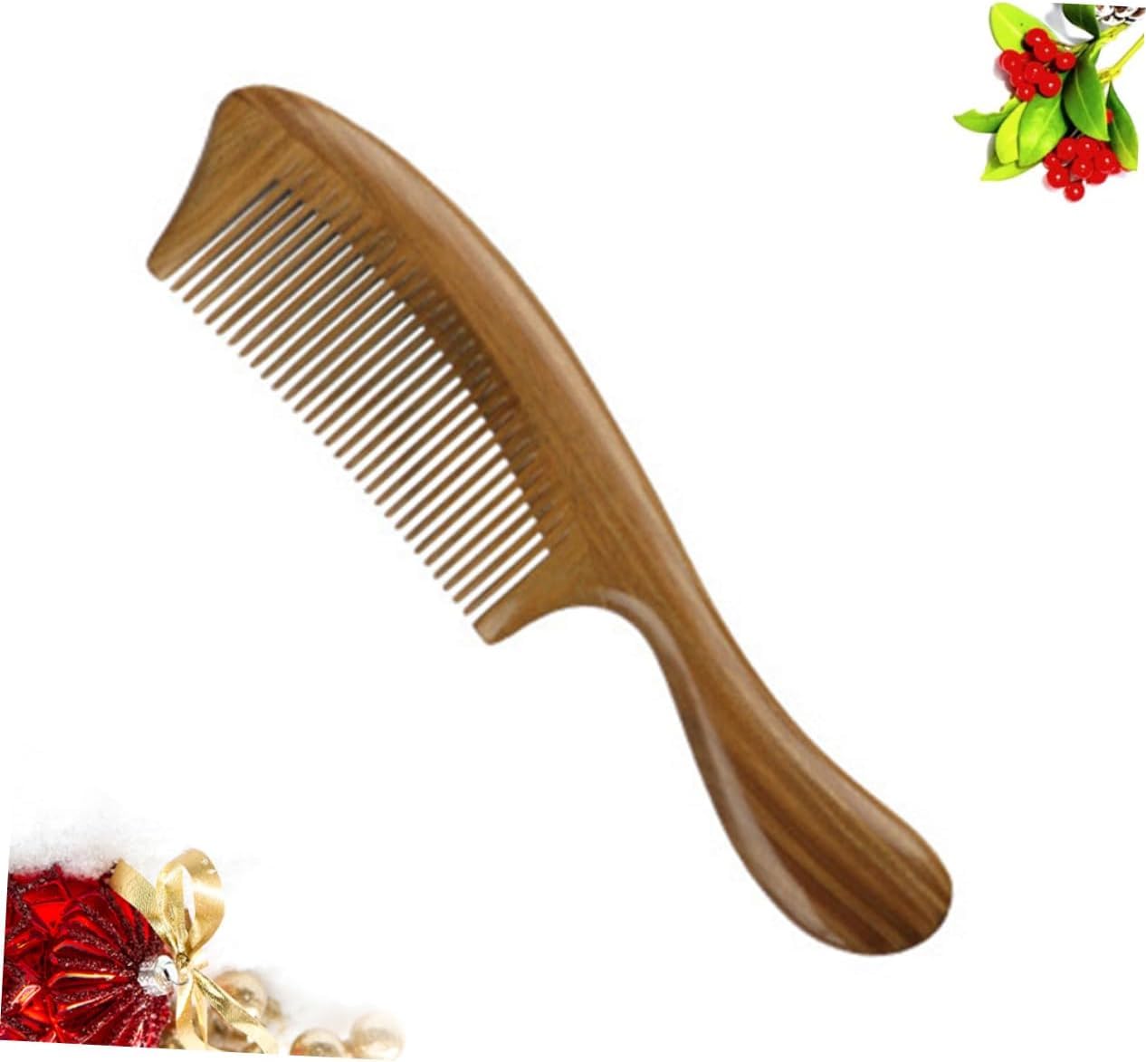Drewniany grzebień, Drewniany grzebień z drzewa sandałowego Bambusowy fryzjerski(Light Brownx2pcs,22 * 5.6 * 1)