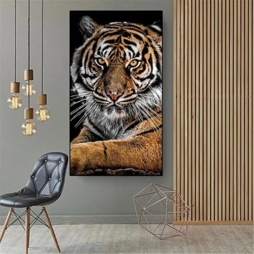 Peinture sur toile tigre 55x110 cm pour habiller facilement un grand mur blanc vide