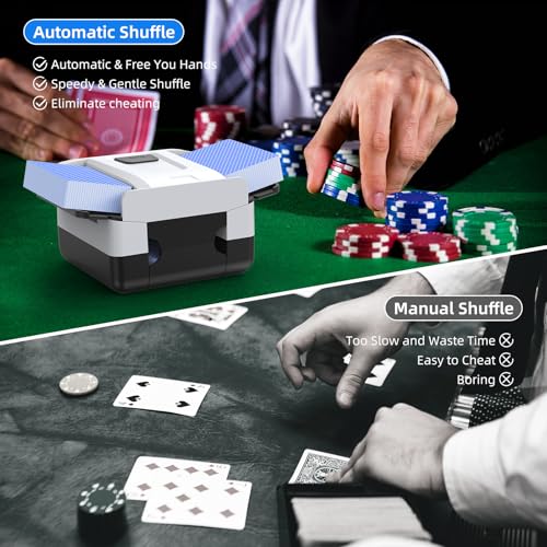 Image of Automatic Card Shuffler 1-2 Decks, Rechargeable Electric Card Dealer Machine, Low Noise Portable Shuffler for UNO, Poker, Blackjack, Skip-Bo, Phase 10