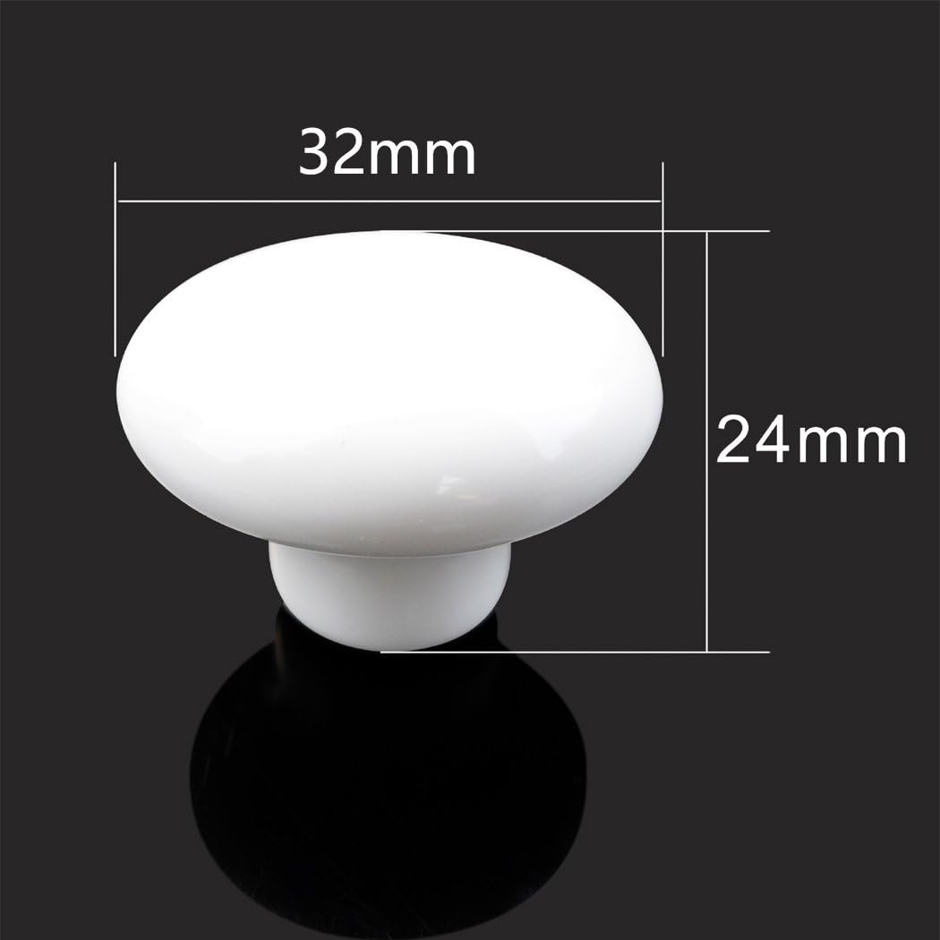 Ceramic Round Cabinet Handles Drawer Pulls Round Door Knobs for Kid's Room Bedroom Door Cabinet Cupboard Wardrobe Pulls-10 Pack with Screws