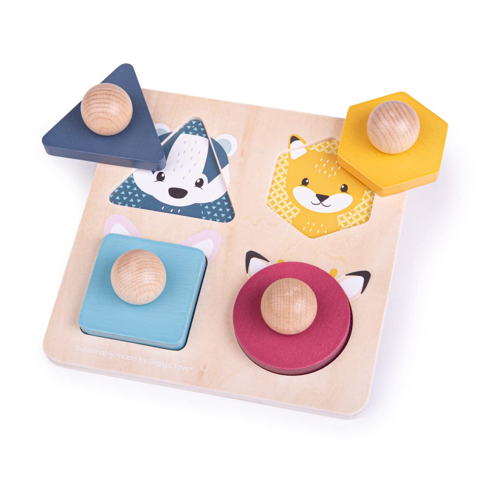 Bigjigs Toys FSC Certified Woodland Animal Puzzle, Wooden Baby Jigsaw