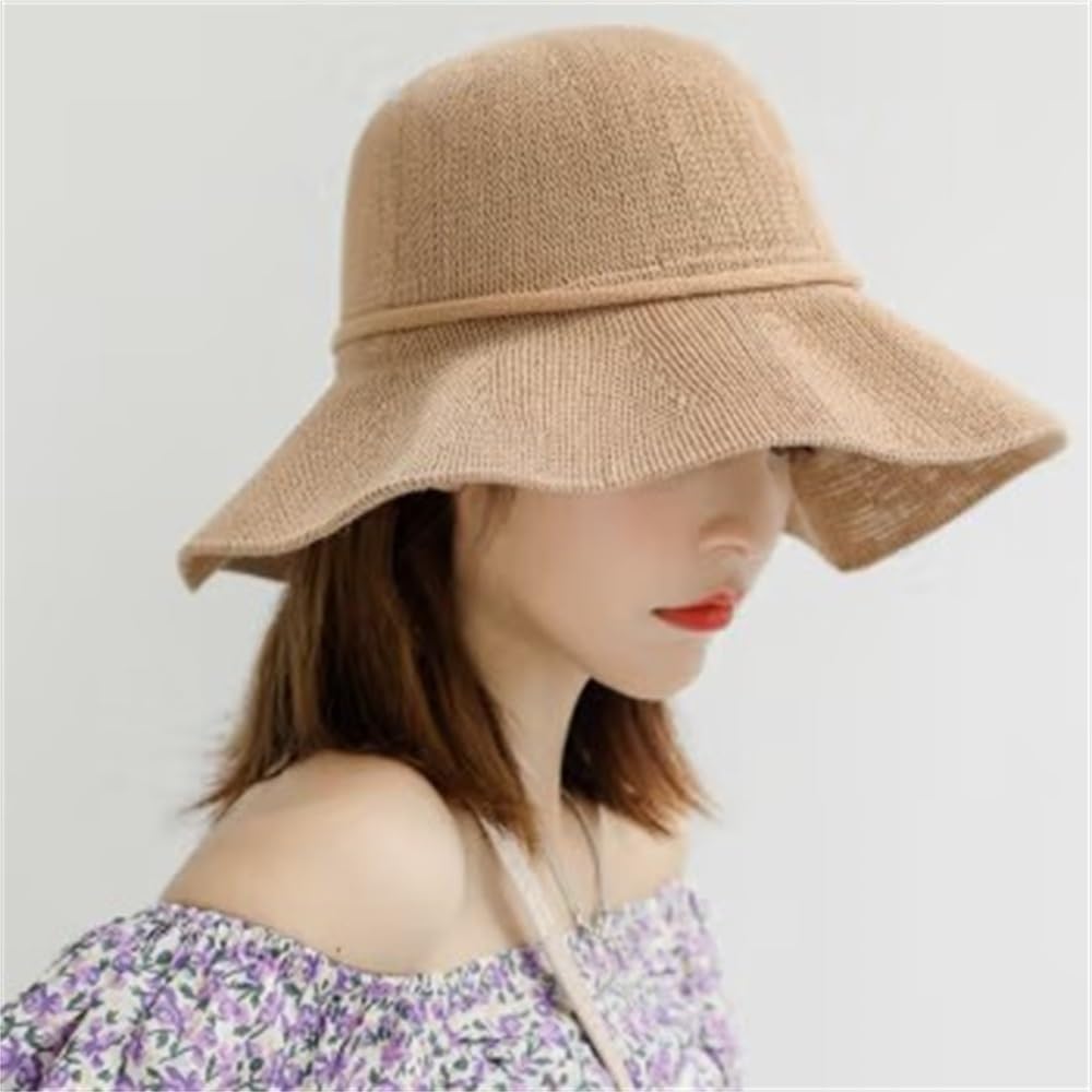 Sombrero de Paja para Mujer Sombrero De Paja Playa Transpirable For Mujer Pescador Verano Verano, para la Playa(Khaki)