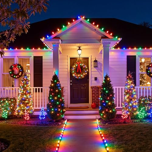 C9 LED Christmas Lights Outdoor, 34ft 50 LED Waterproof Strawberry Christmas Decorations String Lights, Plug in Vintage Christmas Tree Lights for Outside, Roof, Patio, Wedding, Party, Multicolor