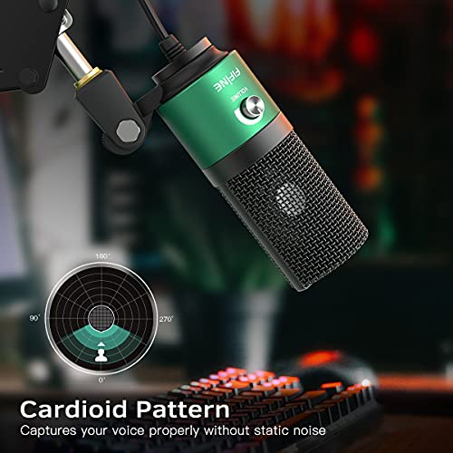 Image of FIFINE USB Gaming Microphone for PC Desktop, PS4 and Mac, Gain Control, External Condenser Computer Mic for Streaming, Podcasting, Twitch, Discord, Green - K669G