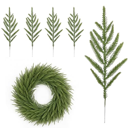 Qwrqwr 30 Packs Christmas Tree Filler Branches Real Touch Pine Stems Artificial Needle Foliage for XmasTree Decor Greenery Picks for Wedding Centrepiece and Home Decorations
