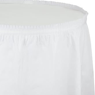 Creative Converting Plastic Table Skirt, 21.5-Feet, White