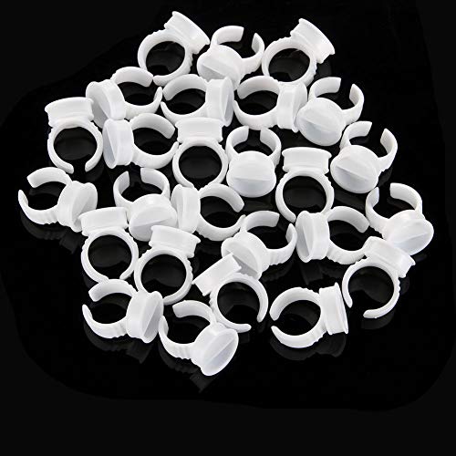 Baisidai 2 Slots 500PCS Disposable Plastic Nail Art Tattoo Glue Holder Eyelash Extension Rings Adhesive Pigment Holders Finger Hand Beauty Tools # 04