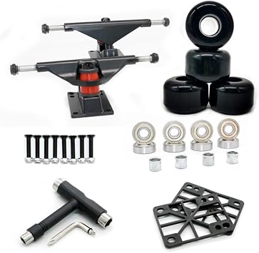 Skateboard Parts Set, Wheel Replacement Wheels, Skateboard Parts Set, Reduce Vibration, Reduce Friction, Faster, Abrasion Resistant, Durable, High Performance, Stability, Smooth, Longboard