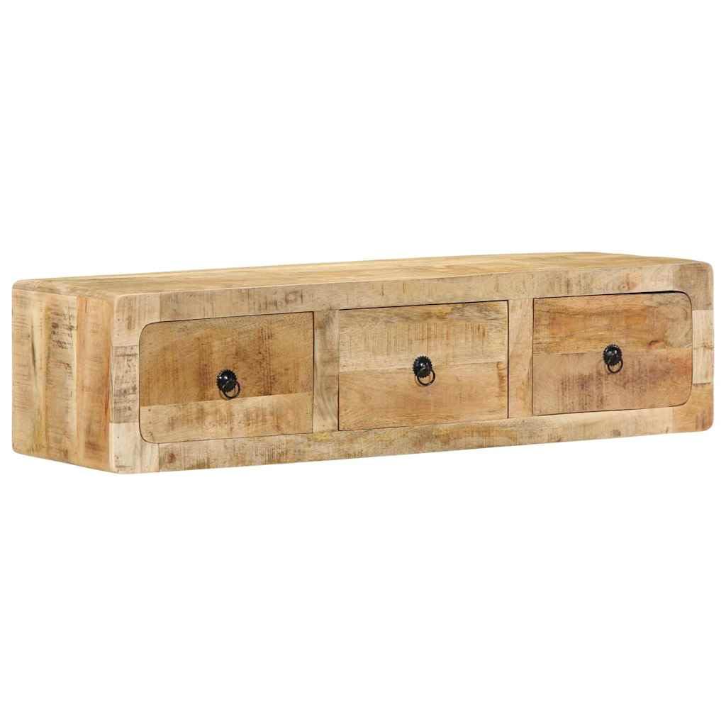Mueble TV de pared de madera mango macizo 100x32x25 cm