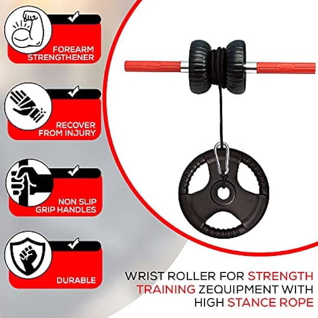 Forearm Exerciser - Wrist and Forearm Strengthener Enhanced Grip Strength Trainer with Weight Bearing Rope Blaster Workout Equipment - Quick Locking Mechanism Wrist Roller for Men - Women