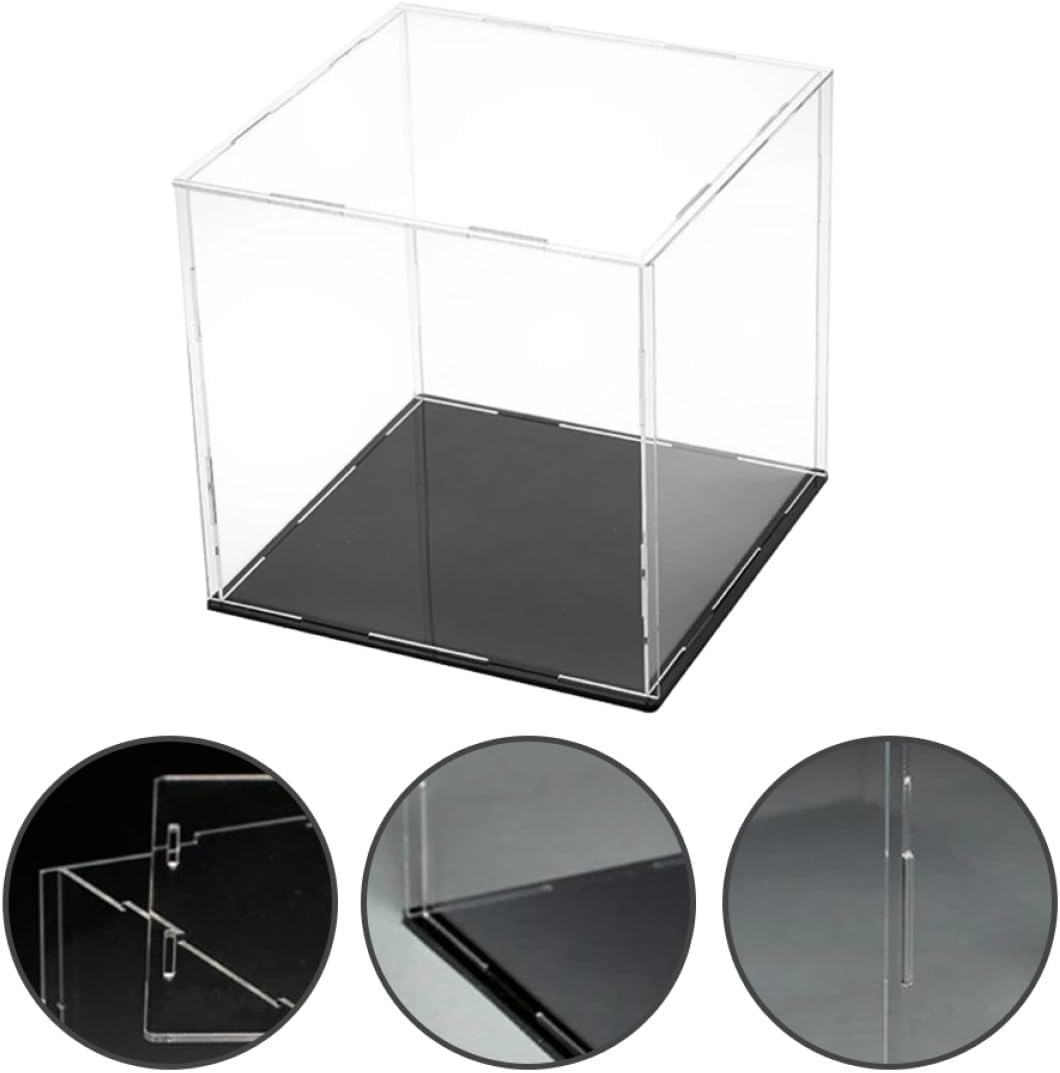Vaguelly Acrylic Display Case Cube with Dustproof Cover, 23x23x23cm Sports Memorabilia Display Box for Soccer, Baseball, and Figure Storage