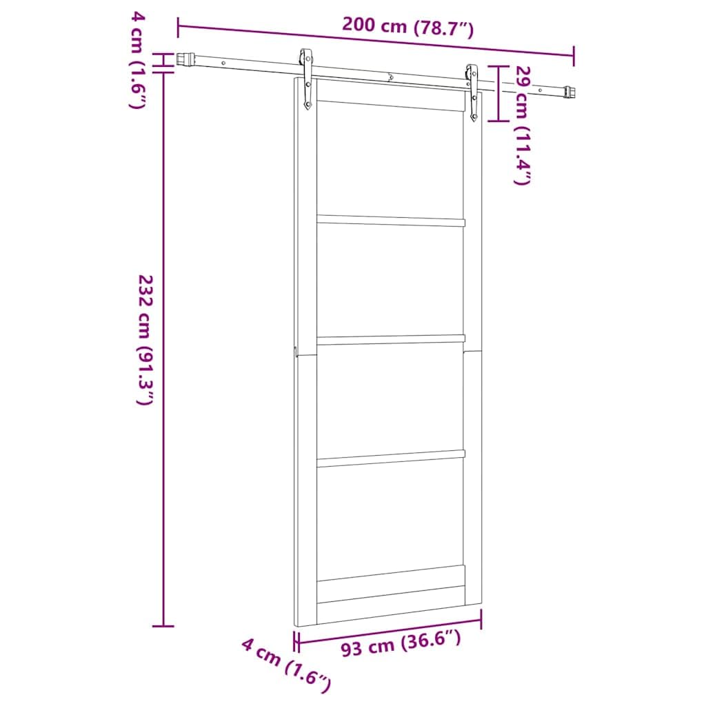 vidaXL Drzwi przesuwne 93 x 232 cm Lite drewno sosnowe i szkło | Minimalistyczny wygląd dodaje smaku każdemu pomieszczeniu, W zestawie znajdziesz wszystko,