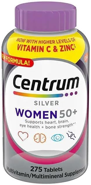 Centrums Silver Women 50+ Multivitamin, 275 Tablets Bundle - Non-GMO & Gluten Free, Adult Multi & Letter Vitamins Herbals & Dietary Supplements for Health