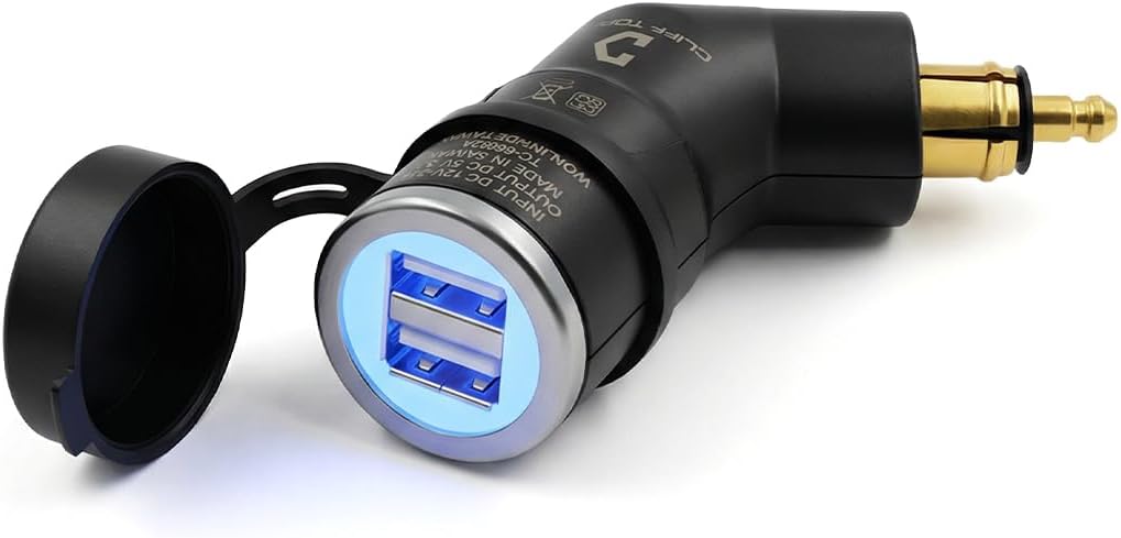 Cliff Top Motorcycle DIN USB Charger 3.3 Amp Motorcycle Power Adapter with DIN Hella Plug Compatible with BMW Triumph Tiger Ducati Motorcycle