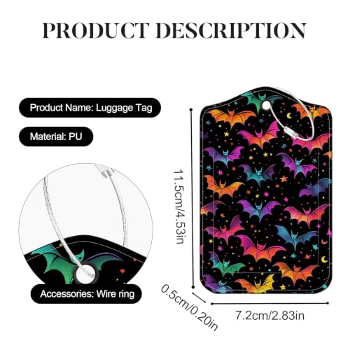 Image of Halloween Bats Luggage Tags 2 Pack, PU Leather with Privacy Cover