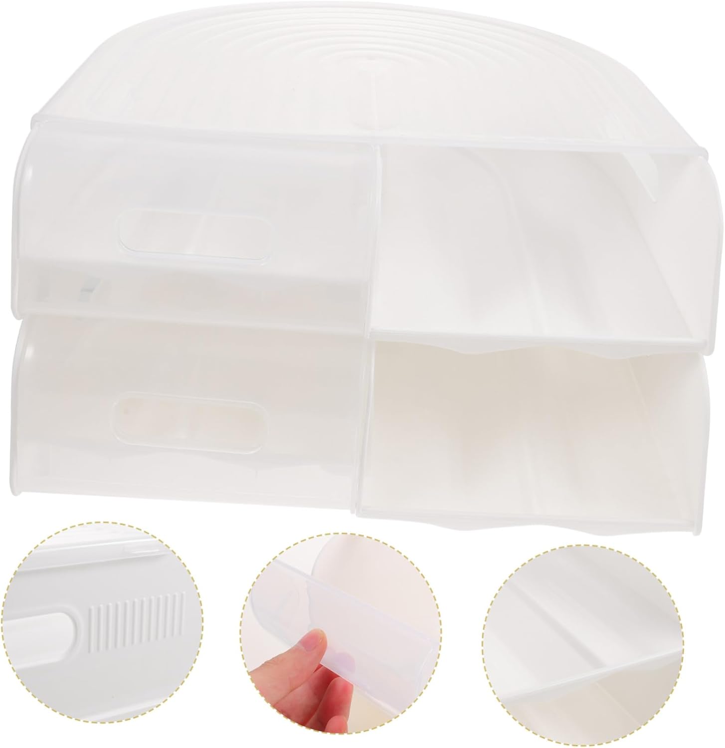 Freezer Box with Lid Multi-layer Automatic Rolling Holder for Refrigerator Half-transparent Design for Kitchen Organization