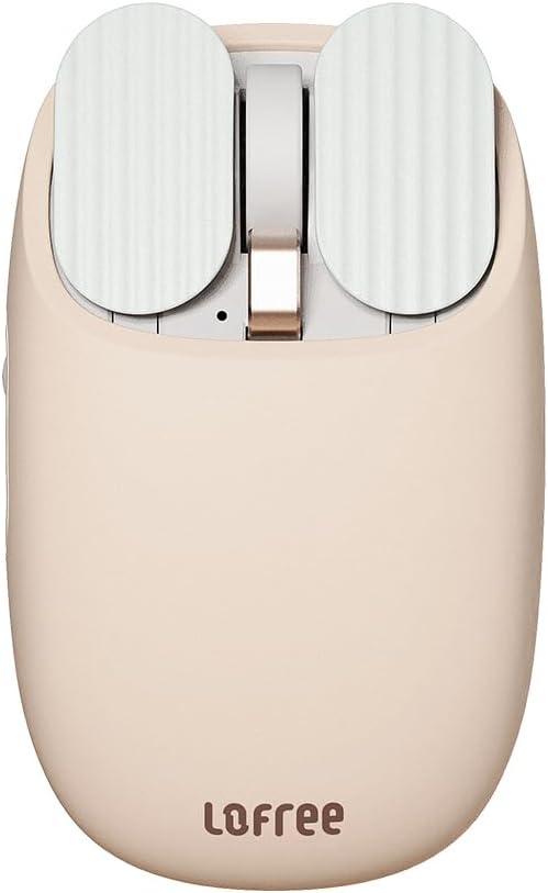 Wavy Chips Dual-Mode Wireless Mouse with 5 Adjustable DPI Levels Compatible with Windows, MacOS, iOS, Android (Milk Tea)