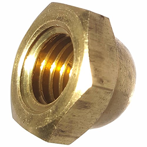1/4-20 Hex Cap Nuts, Solid Brass, Grade 360, Commercial, Plain Finish, Quantity 25 #TOP4