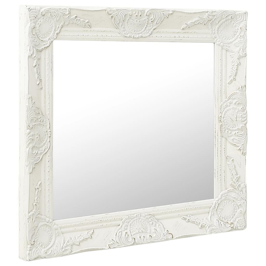 Miroir mural baroque blanc en bois pour illuminer votre salon ou entree