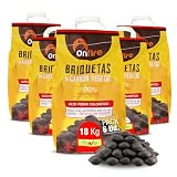 FLOWER Bricchette Carbonio Vegetale Barbecue 100% Naturale 18 KG | Bruci in 20 minuti | Alto potere calorico | Carbone Barbecue, Griglia e Camino senza additivi chimici e minerali