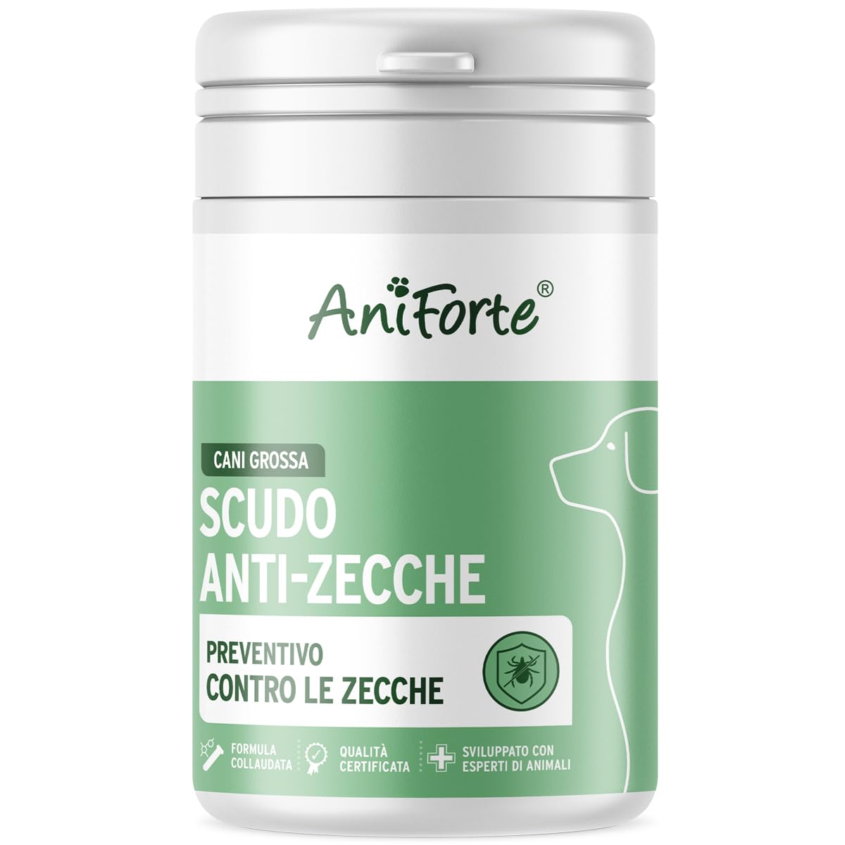 AniForte protezione zecche per cani 35-50 kg, 60 capsule – scudo naturale contro zecche e parassiti, protezione antiparassitaria, antiparassitario e repellente zecche