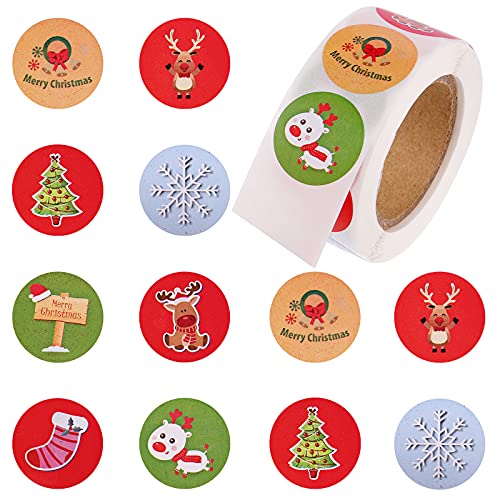 Toyvian 1 Rotolo Adesivi di Tenuta Natalizia Adesivi tondi di Buon Natale...