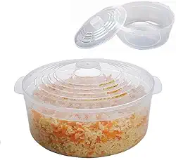 Panela para Micro-ondas | Multiuso | Com tampa | Prepare Arroz, Legumes e Pipoca em Minutos | 2L | Plástico Transparente | BPA Free | Freezer Lava-Louças