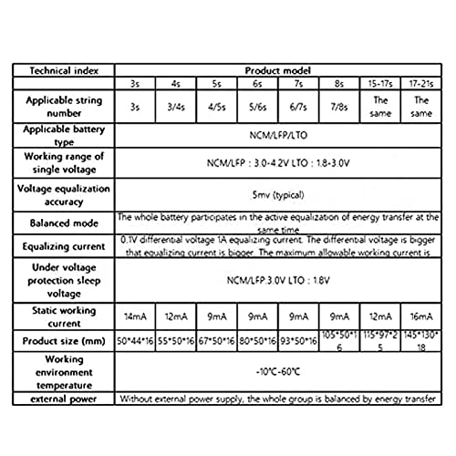 Ecualizador activo para baterías de 1,8 V a 4,5 V, tablero equilibrador de capacitores 6S con transferencia de energía para baterías de ion-litio, LiFePO4 y LTO miniatura 3