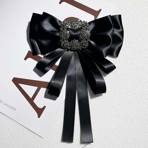 Image of Vintage striped rhinestone Bow Blouse Embellishment Neckline Women's blouse bow tie corsage accessories(multicolour)