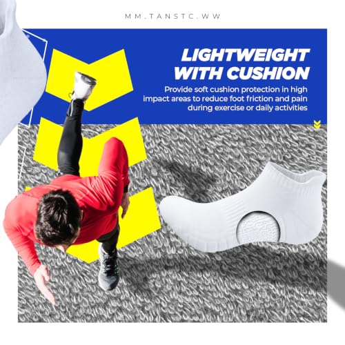 Image of TANSTC Athletic Running Ankle Socks,6Pairs Cushioned Low Cut Anti-Blister Tab Sports Sock Men Women