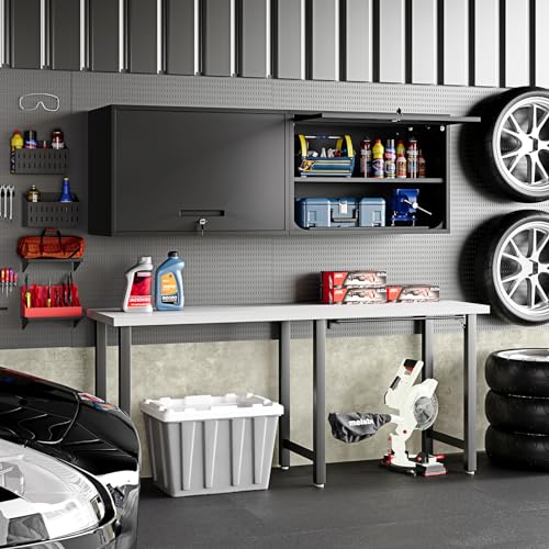 Metal-Wall-Storage-Cabinet-Adjustable-Shelf-22-Tall-Steel-Garage-Wall-Mounted-Cabinet-Lockable-Floating-Garage-Storage-Shop-Trailer-Tool-Assembly-Required