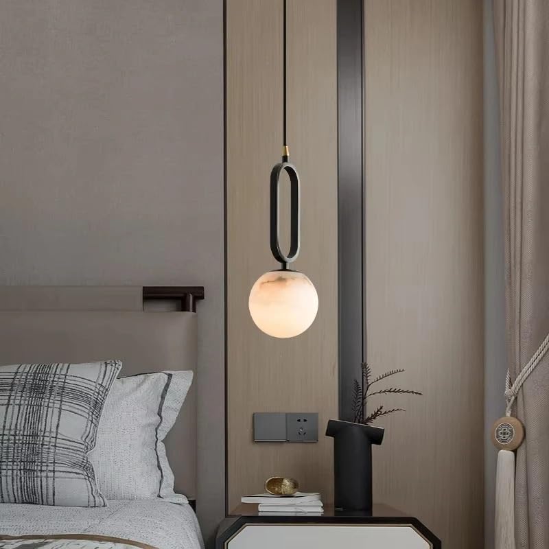 Lustre de chevet anti-éblouissement en marbre naturel pour salon cosy